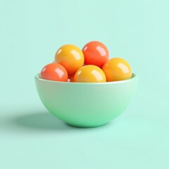 Vibrant Citrus Spheres in a Modern Mint Green Bowl