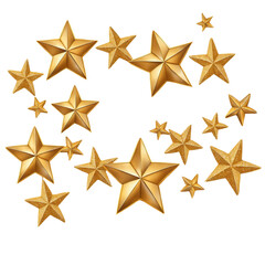 Obraz premium Golden Stars Symbol, Isolated on White Transparent Background, PNG Element.