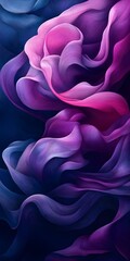 Fototapeta premium A stunning abstract artwork featuring flowing petals in hues of violet and pink, creating a dreamy and ethereal atmosphere with soft gradients and a deep blue background.