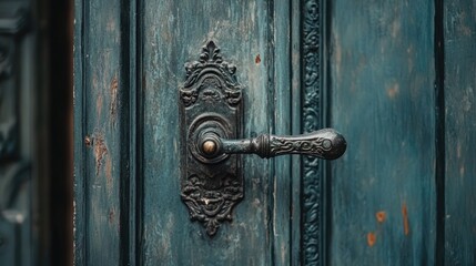 Fototapeta premium Rustic vintage handle on an ornate church or town hall door