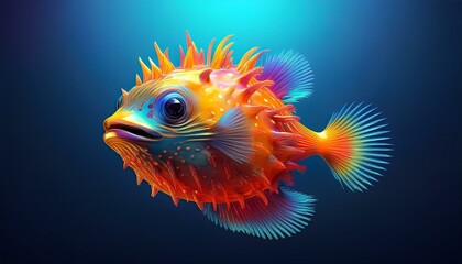 Fototapeta premium Schöne Illustration eines bunten Kugelfisch.