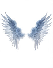Fototapeta premium 3D render of colorful blue angel wings isolated on a white background No.002