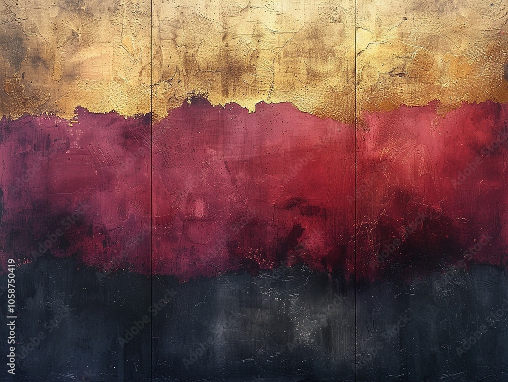 Poster abstract artwork featuring a gradient of colors from gold to deep red and black.