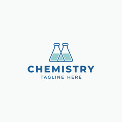 Chemical test tube. Glass tube. Flask template. Glass container. Flask of poison. Medicine vial. Laboratory. Logo design template.