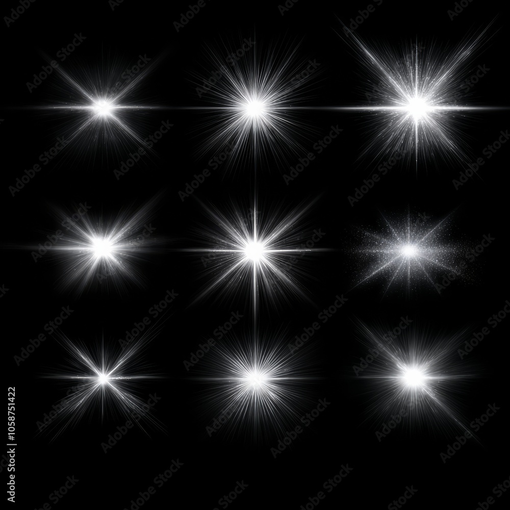 Aufkleber these are nine white flare patterns for use in photoshop