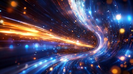 Fototapeta premium A blue and orange light trail