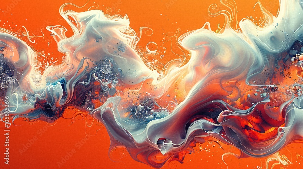 Poster abstract fluid art with vibrant colors and dynamic movement.
