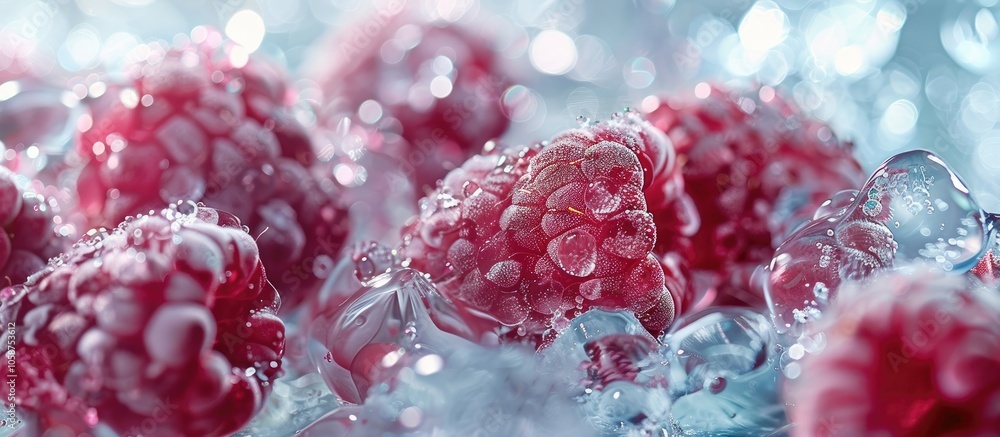 Poster iced macro raspberry