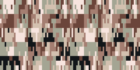 Camouflage Army Pattern Seamless Vector Background, Classic Khaki Texture, Forest Hunting Design. Military Camouflage Patterns