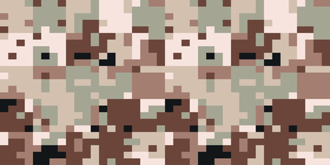 Camouflage Army Pattern Seamless Vector Background, Classic Khaki Texture, Forest Hunting Design. Military Camouflage Suit