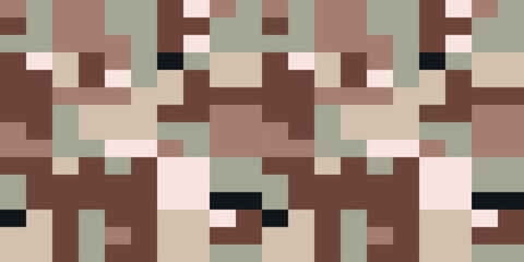 Camouflage Army Pattern Seamless Vector Background, Classic Khaki Texture, Forest Hunting Design. Military Camouflage Face Paint
