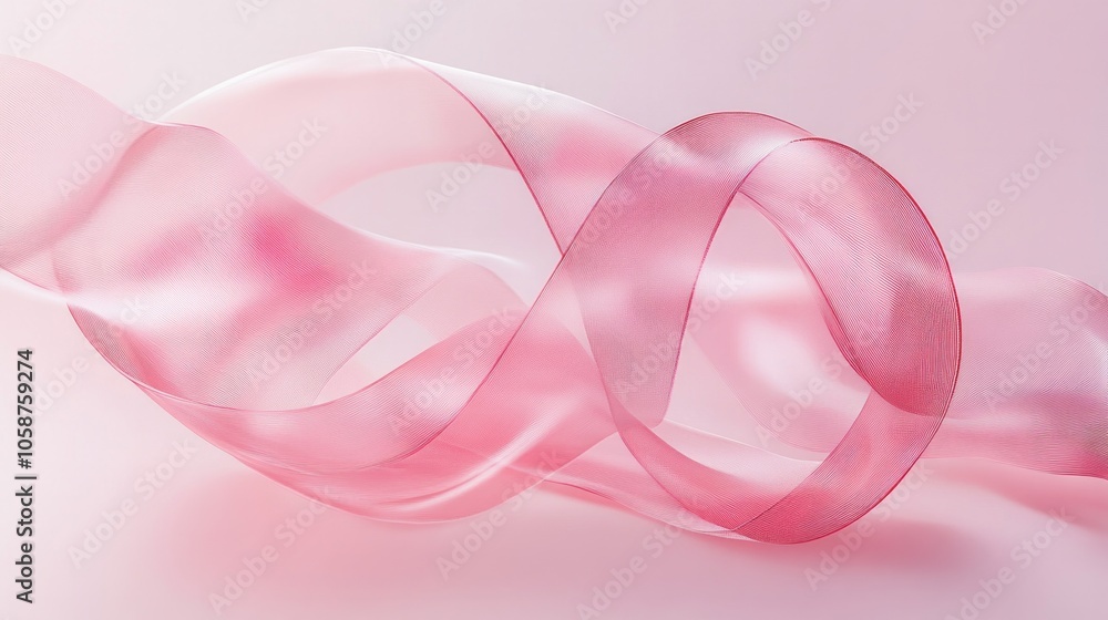 Poster a pink ribbon with a zigzag pattern