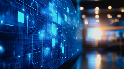 A captivating futuristic digital grid with glowing elements, showcasing an abstract technology backdrop. Perfect for themes of innovation and connectivity.