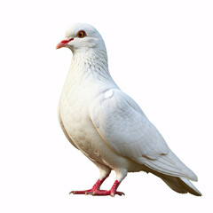 Fototapeta premium A majestic white dove stands tall against a clean white background
