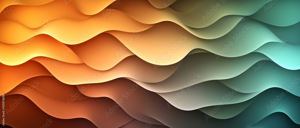 Aufkleber a vibrant abstract background featuring flowing waves in warm orange and cool teal hues, creating a 