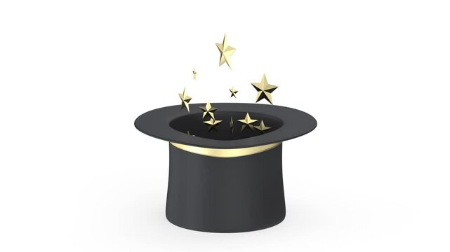 Golden stars rising from the magicians top hat