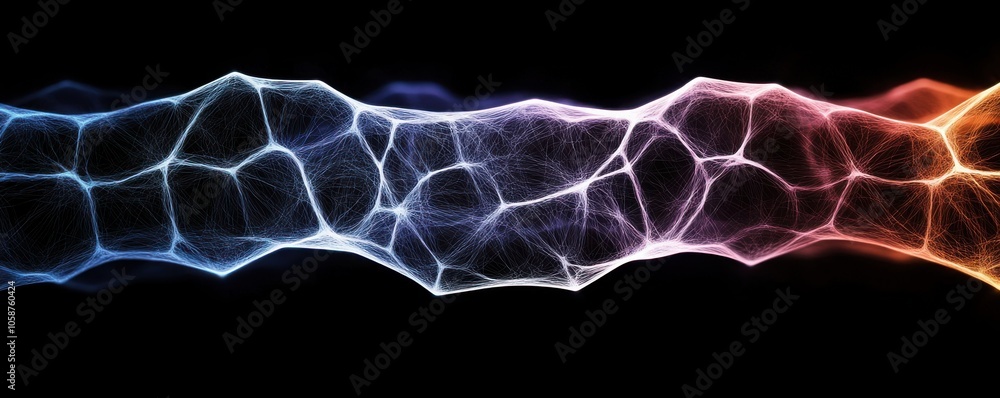Aufkleber a vibrant, abstract representation of interconnected lines and nodes, showcasing a spectrum of color