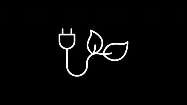 Green energy animated line icon. White color line icon animation. 4K video with transparent background