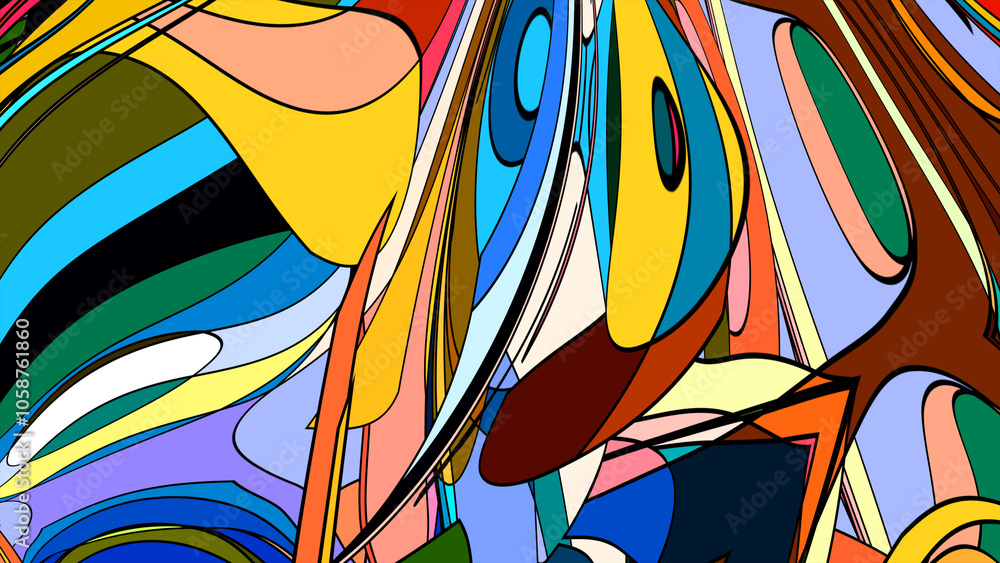 Poster abstract psychedelic fractal fluid colorful background for summer