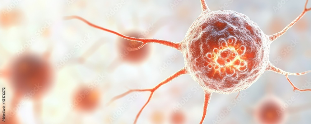 Aufkleber a close-up of a neuron cell, showcasing its intricate structure and branching dendrites, set against