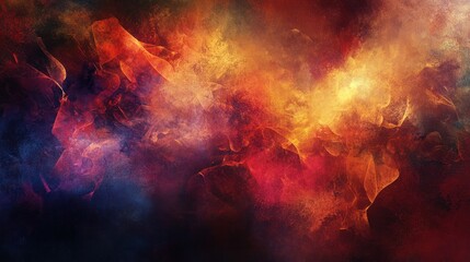 A striking visual composition that combines rich textures and dynamic shapes, creating an otherworldly atmosphere.