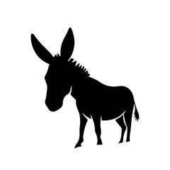 donkey silhouette vector, black donkey silhouette vector illustration on white background