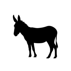 donkey silhouette vector, black donkey silhouette vector illustration on white background