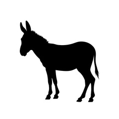 donkey silhouette vector, black donkey silhouette vector illustration on white background