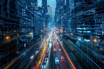 Technology of transportation concept. Traffic control systems. Neural network ai generated art