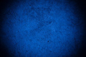 Old wall pattern texture cement blue dark abstract  blue color design are light with black gradient background.