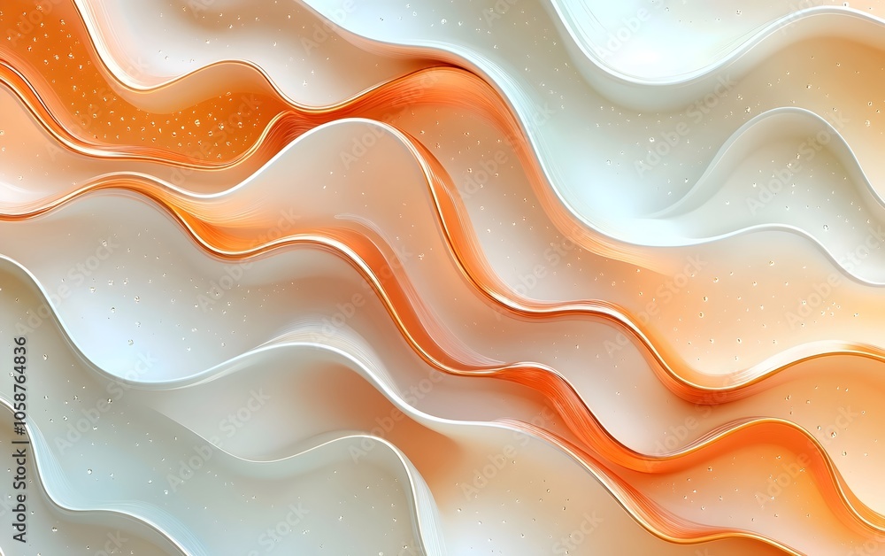 Poster this vibrant abstract image showcases flowing waves in soft orange and white tones, creating a dynam
