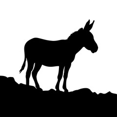 donkey silhouette vector, black donkey silhouette vector illustration on white background