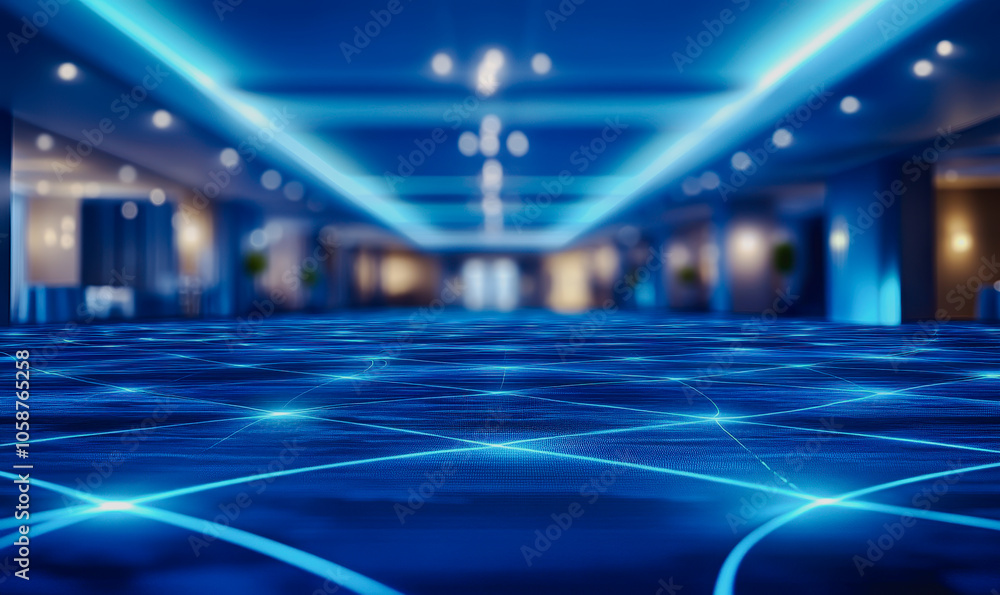 Aufkleber A captivating digital floor featuring intricate glowing blue patterns, creating a vibrant and modern atmosphere. Ideal for technology-themed backgrounds.