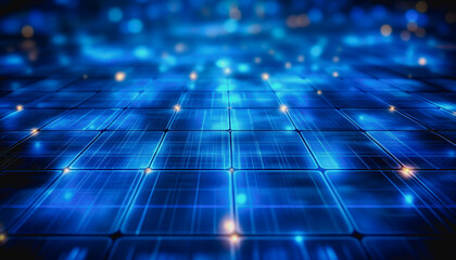 Explore an expansive digital floor featuring intricate glowing blue patterns, perfect for futuristic design projects or technology-themed visuals.