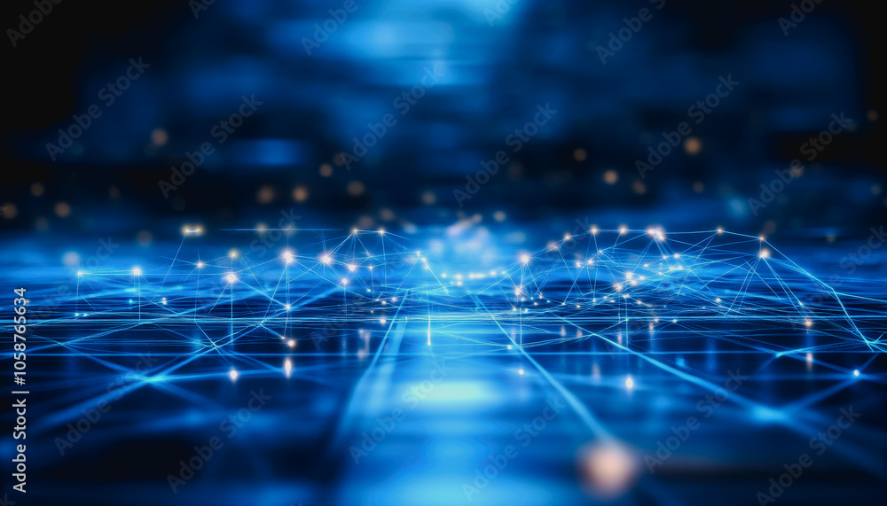 Poster a stunning representation of a futuristic digital grid, showcasing intricate light connections and d