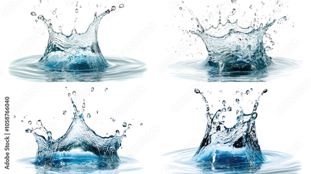 Poster water splashes on transparent background generative ai