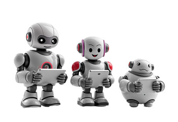 Naklejka premium two robots in action isolate on white transparency background PNG