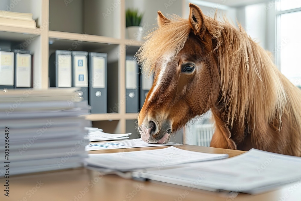 Poster manager reviewing hr technology and document data system reports in a modern office environment