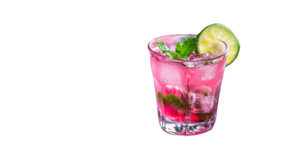 Vibrant pink cocktail, transparent background PNG