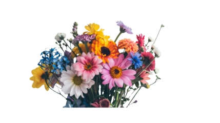 Vibrant bouquet of flowers, transparent background PNG