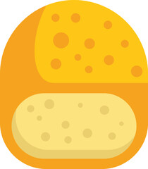 This vector illustration features a block of yellow cheese being sliced with a knife, perfect for projects related to food, cooking, and more