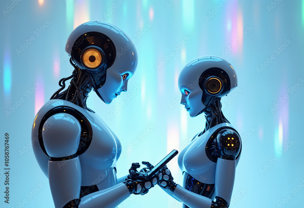 Poster two robot using smart phone