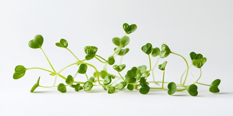 Obraz premium Baby capers are set against a white background, completely isolated and free from any shadows, creating a clear and unobstructed view of these tiny green delights.