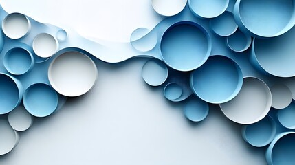 flat shapes in shades of blue on a white background