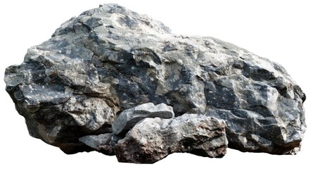 Naklejka premium Large Rock. White Textured Stone Closeup Isolated on Nature Background