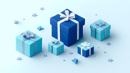Obraz premium 3D Colorful Christmas Gift Boxes on Light Background