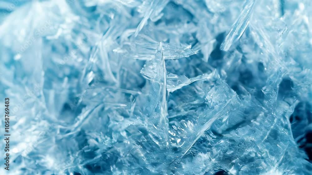 Aufkleber the artwork reveals a stunning array of delicate blue ice crystals with intricate, sharp patterns fo