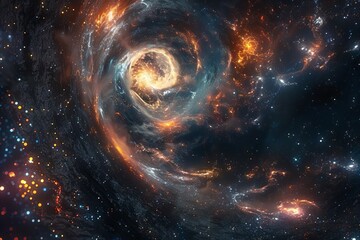 Cosmic Explosion: Hyperspace Tunnel 3D Render with Expanding Galaxy and Vibrant Galaxies and Neon Burst