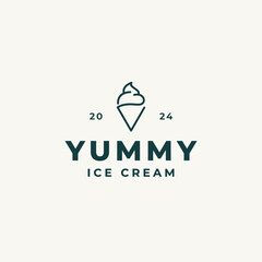 Minimalist line ice cream logo design
