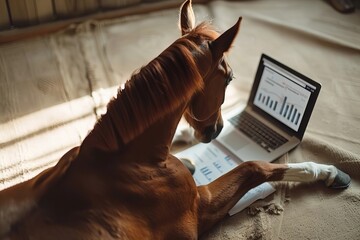 Woman sitting on floor using laptop, top view, with business process and workflow automation illustrated with flowchart.